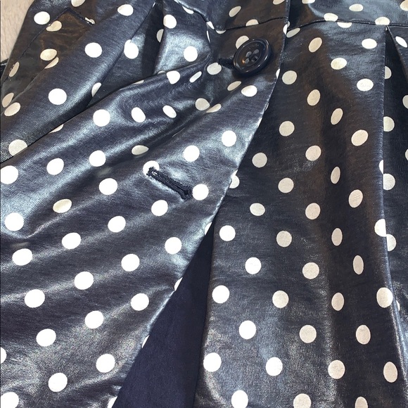 GAP Dark Midnight Hooded Raincoat Jacket Girls Polka Dots 8 *AS IS - Picture 12 of 13